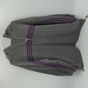 Amelias Oversize Hooded Stripped Sweater Medium Women's GreyPurple Y2k